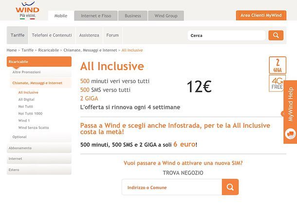 Offerte Wind con telefono