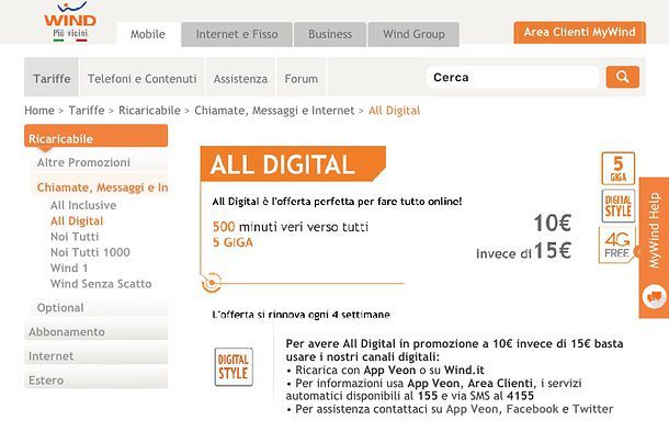 Offerte Wind con telefono