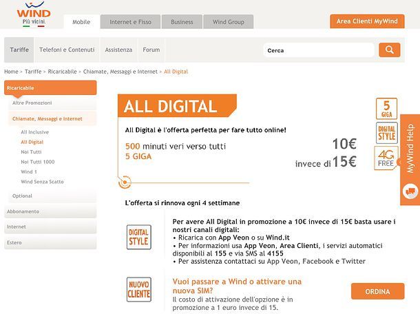 Offerte ricaricabili Wind