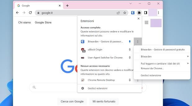 Come eliminare estensioni Chrome