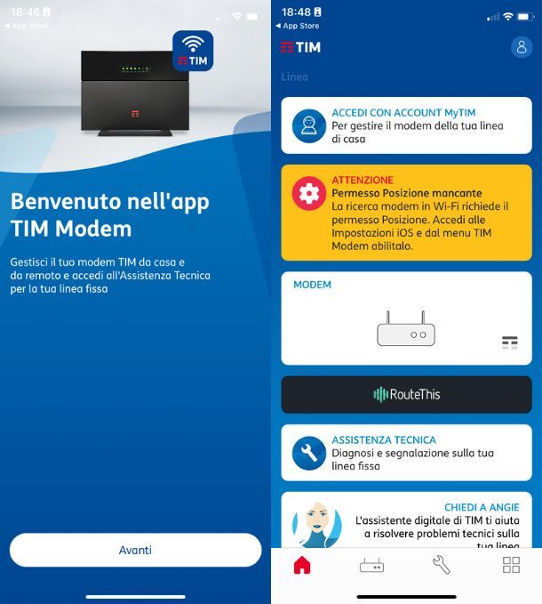 Registrazione da MyTIM Modem app 