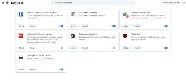 Come disattivare estensioni Chrome