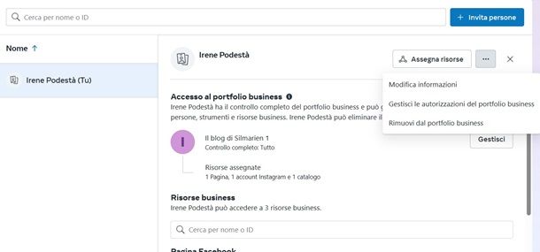 Come eliminare account Facebook Business