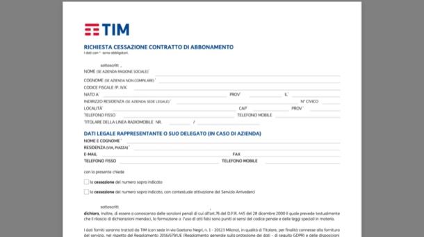 Disdire abbonamento mobile TIM