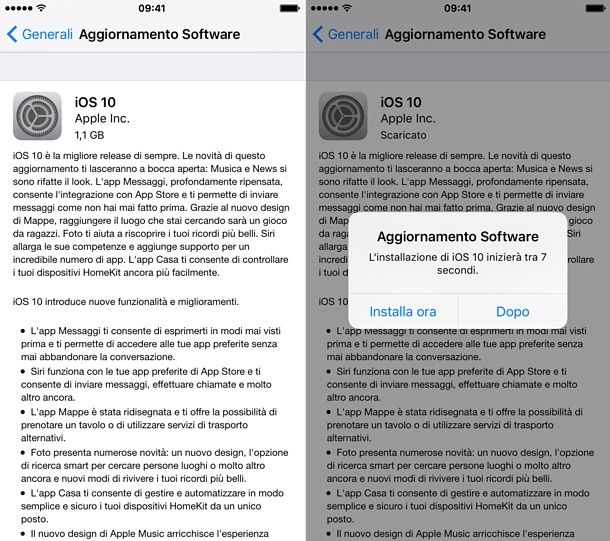 Come aggiornare iOS 10