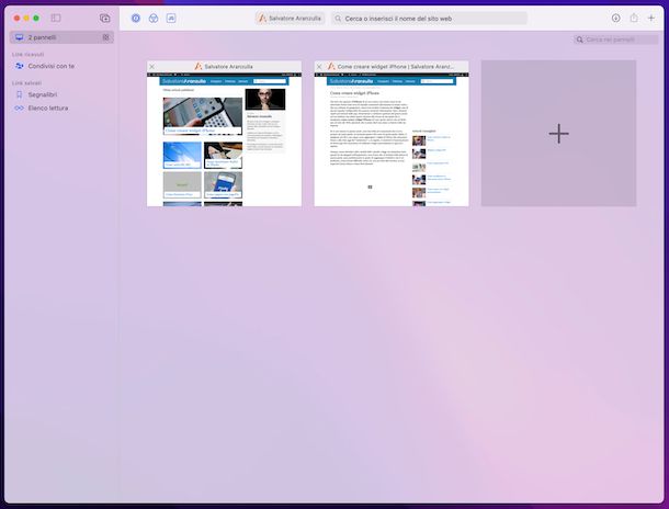 Pannelli Safari macOS