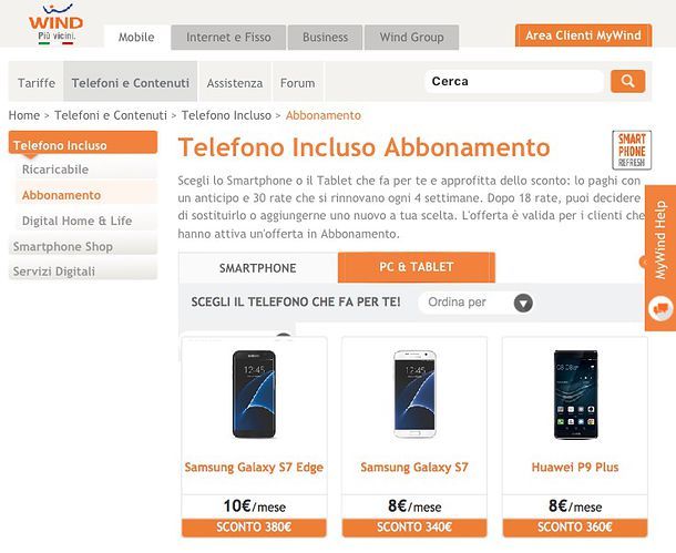 Offerte Wind smartphone