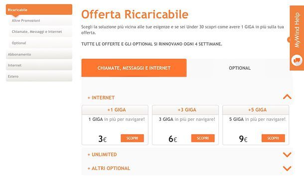 Offerte ricaricabili Wind