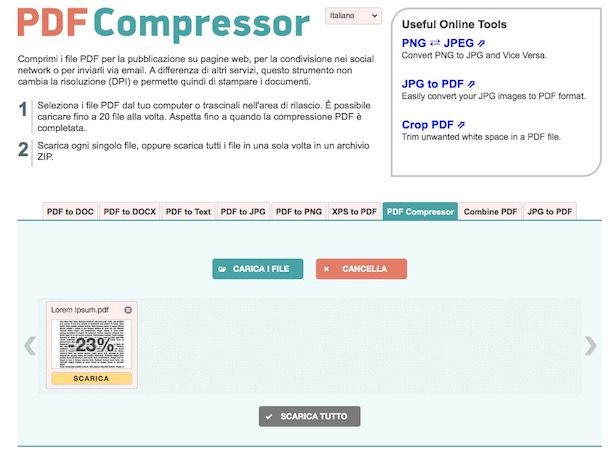 Come comprimere files PDF