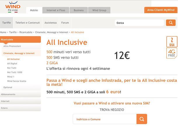 Offerte ricaricabili Wind