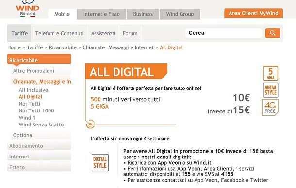 Offerte Wind smartphone