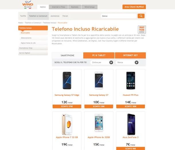 Offerte Wind cellulare