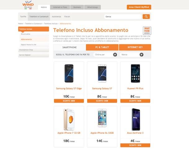 Offerte Wind cellulare