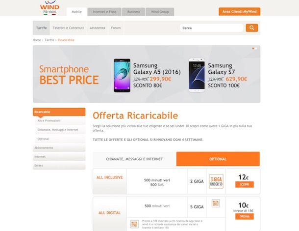 Offerte Wind cellulare