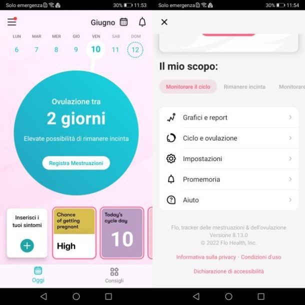 Calendario mestruale Flo (Android/iOS)