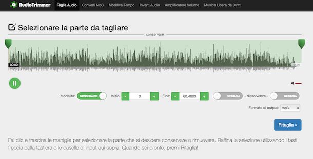 Taglia audio di AudioTrimmer