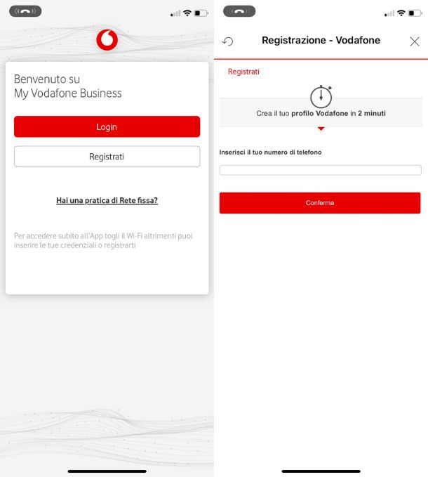 Come registrarsi su My Vodafone Business