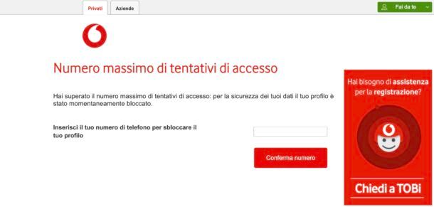 Sbloccare profilo Vodafone bloccato