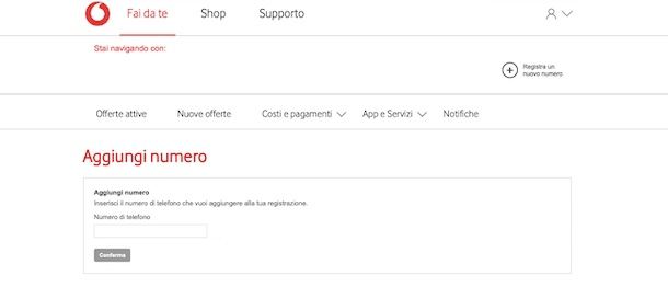 Aggiungere numero Fai da te Vodafone