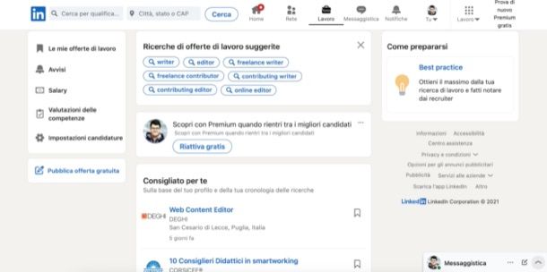 Cercare lavoro su LinkedIn
