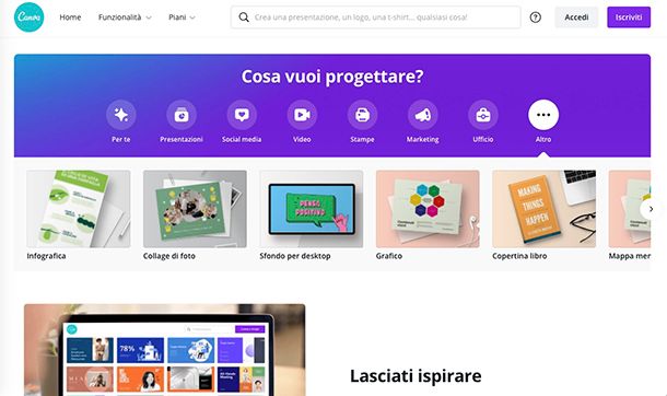 Applicazione per fotomontaggi online Canva