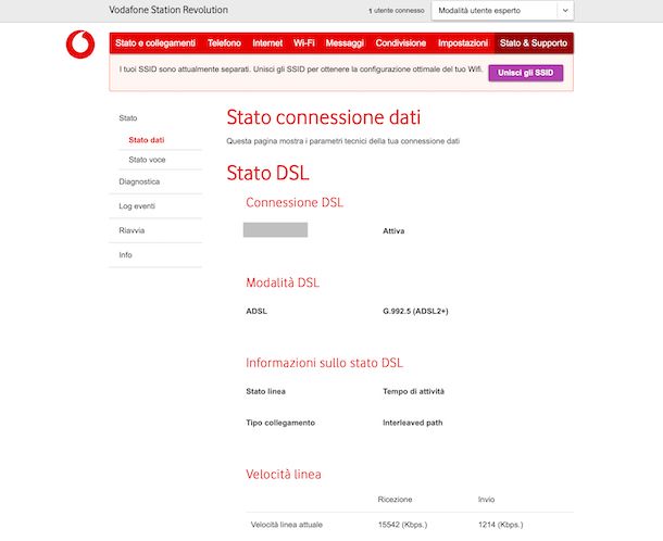 Pannello di gestione Vodafone Station Revolution