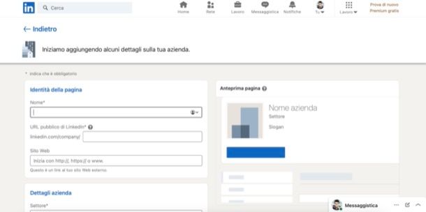 Pagina aziendale LinkedIn