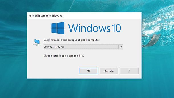 Spegnere Win 10 da tastiera