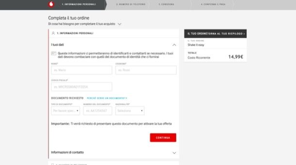 Attivare offerta Vodafone online