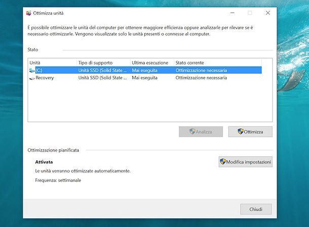 Come deframmentare Windows 10