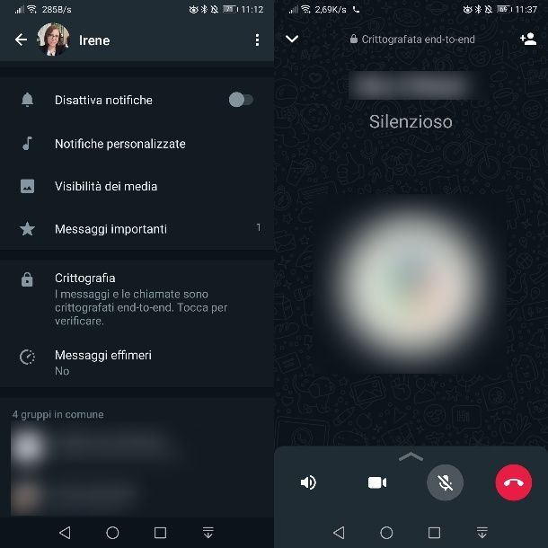 Come verificare crittografia chiamata WhatsApp