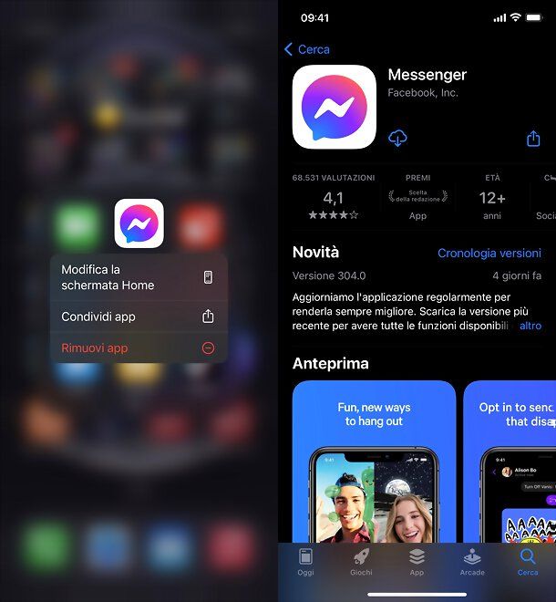 Reinstallare Messenger su iPhone