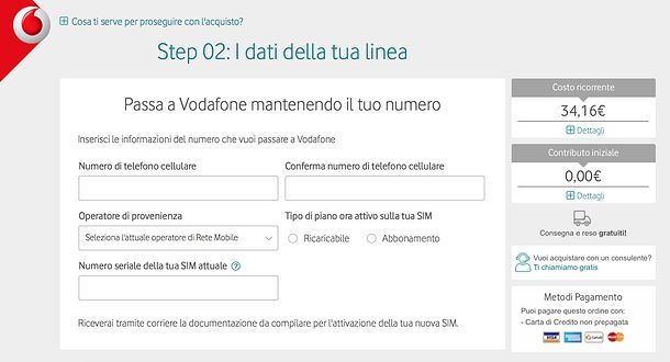 Come passare a Vodafone da Tre