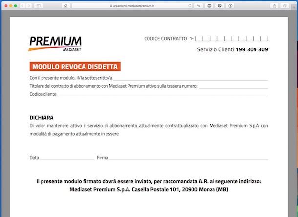 Disdetta Mediaset