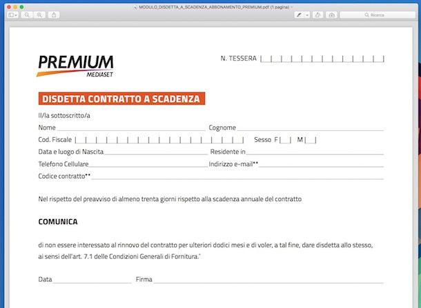 Disdetta Mediaset