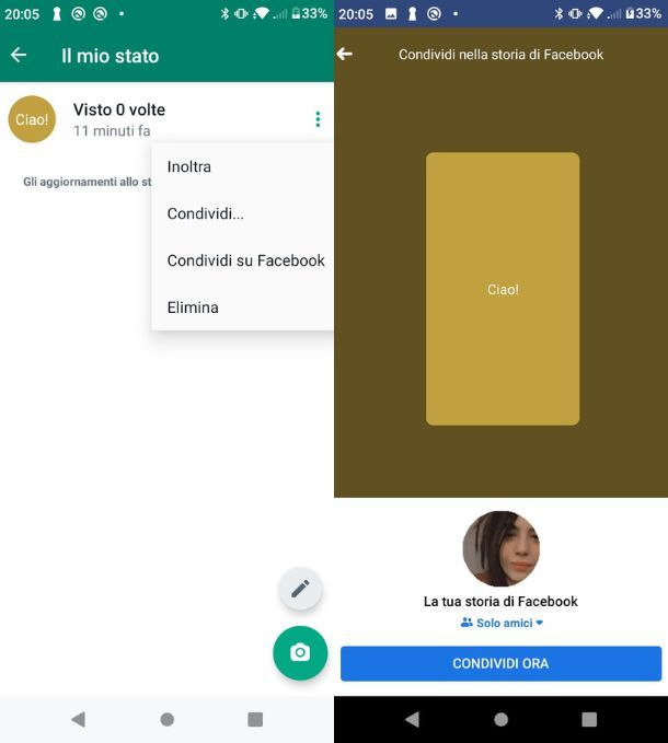 Condividere stato WhatsApp