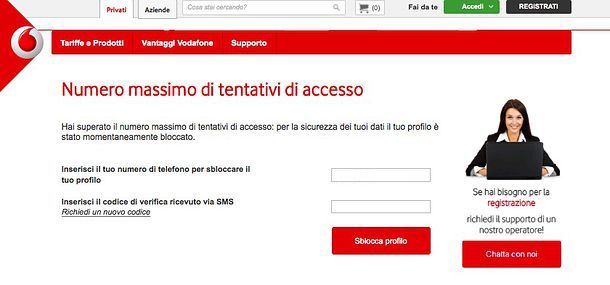 Come sbloccare profilo Vodafone
