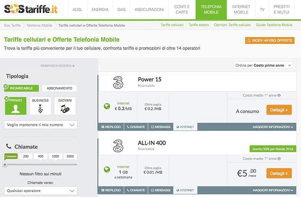 Offerte ricaricabili Tre