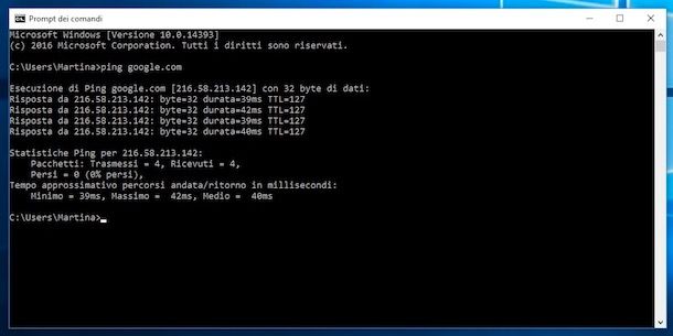 Come testare ping