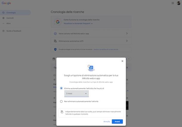 Cronologia delle ricerche Google