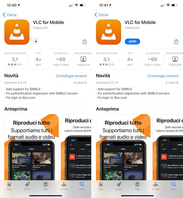 Installazione VLC iOS