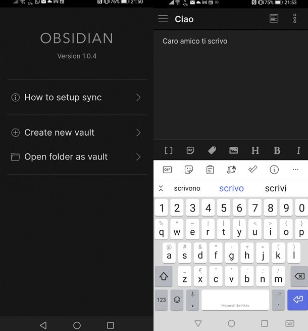 App per scrivere Obsidian