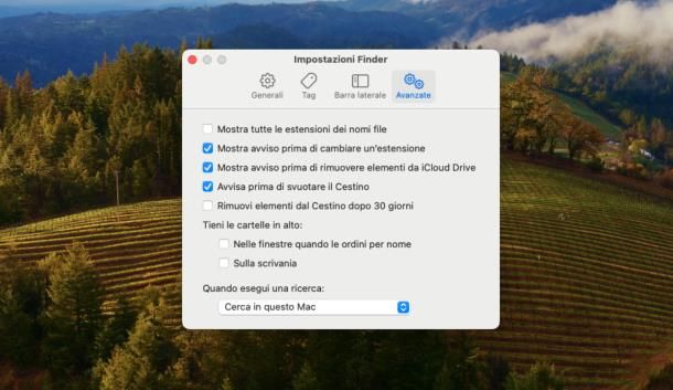 Come mostrare estensione file su macOS