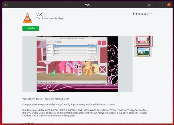 Installazione VLC su Ubuntu