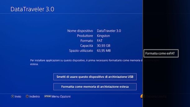 Formattazione exFAT PlayStation 4