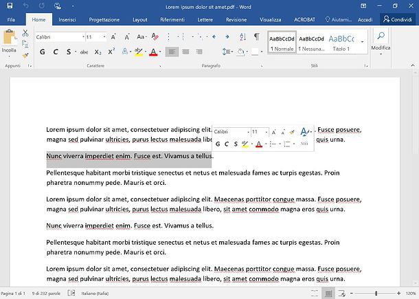 Come inserire PDF in Word
