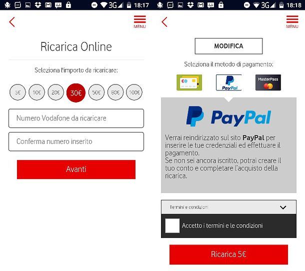 Come ricaricare Vodafone PayPal