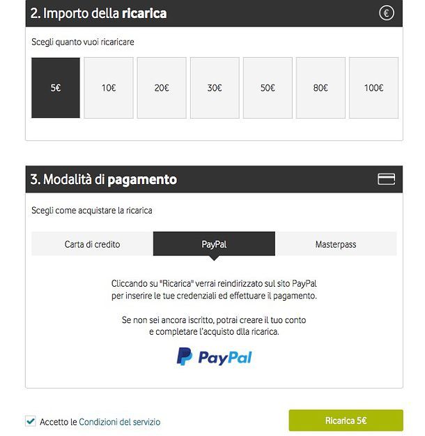 Come ricaricare Vodafone PayPal