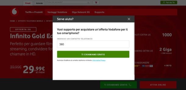 Farsi chiamare da Vodafone