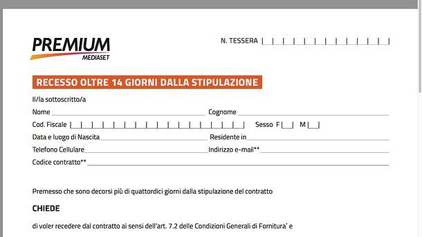 Disdire Mediaset Premium modulo